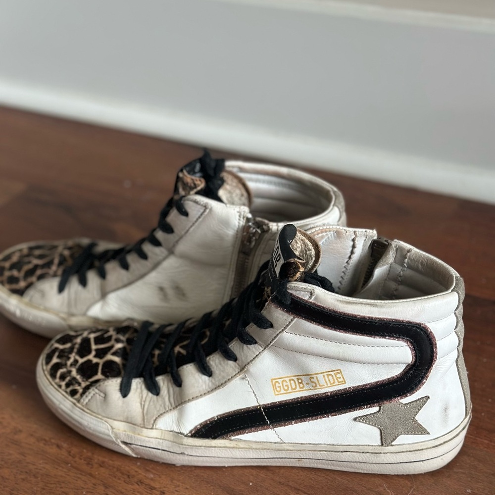 Golden Goose Leopard Print High-Top Sneakers - Picture 2 of 4